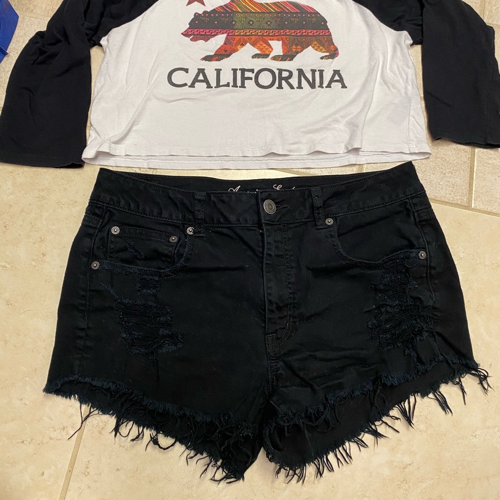 AE Black Jean Shorts